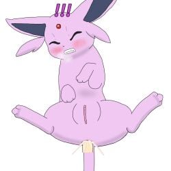 1:1 1girls anal anal_sex anus ass_up blush breathing_heavily clitoris closed_eyes cum cum_in_anus cum_inside digital_media_(artwork) disembodied_penis espeon exclamation_point feline female female_focus female_penetrated feral furry genitals hi_res interspecies looking_pleasured lying male male/female male_penetrating_female mammal nintendo nude on_back pokemon pokemon_(species) purple_eyes purple_fur pussy sex simple_background spread_legs tagme tail teeth vagina video_games