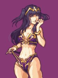 1girls belly_button bikini black_hair female fire_emblem fire_emblem_awakening glaceo light-skinned_female light_skin long_hair nintendo solo sprite_art tharja_(fire_emblem) twintails