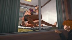 1girls 3d animated bleach dark-skinned_female double_penetration koikatsu light-skinned_male tagme video