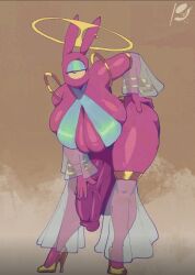 big_breasts big_penis bunny_ears goddess mrpeculiar one_eye pink_skin
