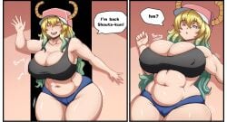 1girls curvy huge_breasts light-skinned_female miss_kobayashi's_dragon_maid quetzalcoatl_(dragon_maid) shorts tagme tank_top thick_thighs