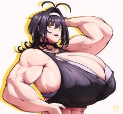 1girls huge_breasts muscular muscular_female roneesan tagme
