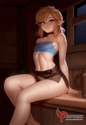 1boy 2d ai_generated ass barefeet big_ass crossdressing crossdressing_male erection erection_under_clothes erophoenix feet full_body link looking_at_viewer looking_back male male_focus navel nude otoko_no_ko pale_skinned_male patreon_username pointy_ears skirt smile soles solo solo_male sweat the_legend_of_zelda thick thick_thighs toes uncensored