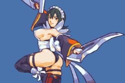 1girls ass big_breasts breasts female female_only glaceo iroha iroha_(samurai_spirits) light-skinned_female light_skin maid maid_headdress samurai_shodown samurai_spirits short_hair sideboob snk solo sprite_art