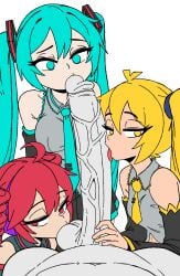 1boy 3girls akita_neru blowjob collaborative_fellatio fanloid fellatio hatsune_miku kasane_teto kissing_balls kissing_penis licking_balls licking_penis multiple_girls oral penis self_upload straight sucking_penis tagme triple_baka_(vocaloid) unepicroachy utau veiny_penis vocaloid