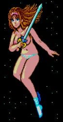 alisa_landale breasts female female female_only nipples panties phantasy_star saiwai_hiroshi sword