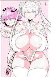 1boy 1girls amaryllis_0611 astolfo_(fate) big_breasts big_penis bigger_female blue_eyes breasts britomart_(fate) censor_bar censored cucked_by_femboy cuckold fate/grand_order fate_(series) female femboy femboy_on_female male mature mature_female ntr penis pink_eyes pink_hair pointy_ears stockings straight sweating twintails white_hair