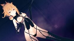 1girls 3d 3d_(artwork) 4k alluring ambiguous_pov angry_expression black_bodysuit black_choker black_corset black_elbow_gloves black_stockings black_thong bodysuit bondage bondage_gear bondage_outfit breasts chain_choker chain_leash choker corset dark_room dominant_female dominatrix dominatrix_outfit elbow_gloves female female_focus genshin_impact hair_accessory hair_ornament high_leg_thong hoyoverse kksallyear koikatsu light-skinned_female looking_at_viewer medium_breasts mihoyo nipples nipples_visible_through_clothing open_bra perky_nipples ponytail pov pov_eye_contact shiny_body short_hair short_ponytail smirking smirking_at_viewer stockings tagme thong whip yellow_eyes yellow_hair yoimiya_(genshin_impact)