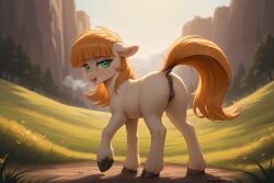 1girls ai_generated anatomically_correct anatomically_correct_anus anatomically_correct_genitalia anatomically_correct_pussy anus ass cinematic darkeffect equine_anus equine_genitalia female female_only feral friendship_is_magic furry furry_only hooves looking_at_viewer looking_back my_little_pony nude nude_female outdoors ponut presenting_hindquarters pussy rear_view solo solo_female solo_focus sunlight