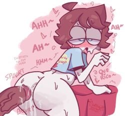 2boys after_anal after_sex ahe_gao aradir ass big_ass big_penis blue_eyes blue_t-shirt blush blushing_male cherubiesan clothed clothing cum cum_drip cum_in_ass dark-skinned_male digital_drawing_(artwork) femboy gay hand_on_bed heart light-skinned_male looking_pleasured looking_up male male_only moaning orgasm saliva short_hair simple_background spanish_text steam sweat sweating sweaty_butt sweaty_face text tongue_out veiny_penis white_skin youtube youtube_hispanic