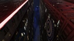 1girls ass big big_ass big_breasts blonde_hair breasts building city female focus giant giantess hair huge_boobs huge_breasts laying light light-skinned long looking macro mega metroid micro on only ponytail pov samus_aran scrag_boy scrag_samus side skin suit thick thigh thighs viewer_pov zero_suit_samus