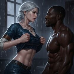 ai_generated ciri dark-skinned_male the_witcher_3:_wild_hunt wet