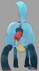 1boy all_fours animal_genitalia anus ass canine canine_penis cum erection from_behind from_behind_position furry grey_background liteu lucario male male_only mammal nintendo paws penis pokemon pokemon_(species) sex simple_background solo tail testicles veins veiny_knot veiny_penis video_games