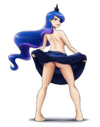 ass back_view color-kakapo female_only friendship_is_magic humanized megasweet my_little_pony no_panties princess_luna_(mlp) skirt_lift solo