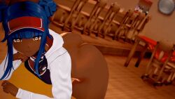 3d 3d_animation 3d_model animated ass ass_focus blue_hair blue_hair_female blush blushing dark-skinned_female dark_skin indecorous3d koikatsu lilim_(indecorous3d) original shaking shaking_ass shaking_butt solo solo_female solo_focus twerking