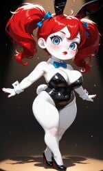 1female 1girls ai_generated belly_button black_high_heels blue_eyes blush bow bow_tie bowtie breasts bunny_ears bunny_tail bunnysuit cameltoe female female_focus female_only freckles freckles_on_face high_heels hips leotard lips lipstick looking_at_viewer navel pixai playboy_bunny poppy_(poppy_playtime) poppy_playtime red_hair red_lipstick short_stack shortstack spotlight thighs twintails white_body white_skin