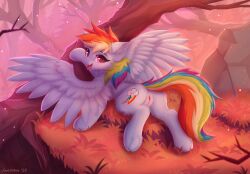 ass blonde_hair blue_body blue_fur blue_hair cheek_tuft colored cutie_mark digital_media_(artwork) equid equine facial_tuft female feral fluffy fluffy_ears fluffy_hair fluffy_tail forest forest_background friendship_is_magic fur genitals grass green_hair hair happy hasbro hi_res hooves horse joeumbre light lighting looking_at_viewer mammal markings multicolored_hair multicolored_tail my_little_pony nature nature_background one_leg_up orange_hair pink_eyes plant pony ponytail presenting presenting_hindquarters purple_hair pussy rainbow_dash_(mlp) rainbow_hair rainbow_tail raised_leg red_hair rock shaded smile smiling_at_viewer solo spread_wings tail text tongue tree tuft vaginal_penetration vulva watermark wings