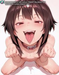1boy 1girls ai_assisted ai_generated brown_hair kono_subarashii_sekai_ni_shukufuku_wo! konosuba martial_master_productions megumin red_eyes straight subscribestar subscribestar_username