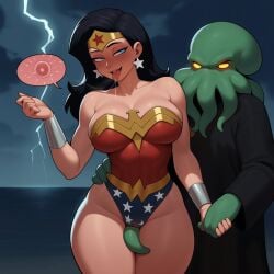 ai_generated asking_for_sex cthulhu dc diana_prince fertile_hips fertilization glowing_eyes green_tentacles impregnation_request non_nude phophopho phophopho(artist) tentacle tentacle_between_legs tentacle_humanoid tentacle_impregnation tentacle_monster wonder_woman