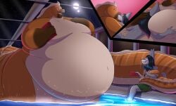 2boys 2d 2d_(artwork) anthro anthro_on_anthro belly_bigger_than_body belly_bigger_than_head chubby chubby_belly chubby_male digital_drawing_(artwork) digital_media_(artwork) fish_boy furry furry_male gay gay_male gift hi_res homosexual homosexual_male keda_(anime-wolf-08) kissing kissing large_moobs moobs moobs_bigger_than_head moon naga navel oazan_(robthehoopedchipmunk) obese obese_anthro obese_male passionate passionate_kiss pool robthehoopedchipmunk romantic romantic_couple size_difference size_play two_tone_body wet wet_body wholesome wolf wolf_boy