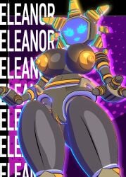 1girl 3d 3d_(artwork) 3d_model big_breasts eleanor_(geargrinder44) female floating_hands geargrinder44 glowing glowing_eyes highres hips looking_at_viewer mob_face robot robot_girl robot_humanoid solo solo_female solo_focus thighs tv_head_robot tv_screen yellow_areola