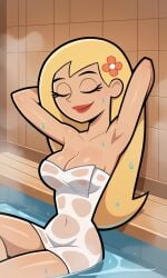 ai_generated ass athletic athletic_female bigmic145 blonde_hair breasts bust busty cleavage curvy curvy_body curvy_female curvy_figure danny_phantom female fit fit_female hips hourglass_figure legs long_hair nickelodeon sauna see-through see-through_clothing star_(danny_phantom) thick_thighs thighs towel voluptuous waist wet wet_clothes wet_towel