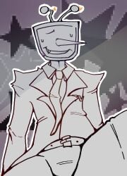1boy adult bulge bulge_through_clothing bulge_under_clothes deltarune deltarune_chapter_3 male male_only solo suggestive suggestive_look suggestive_pose tenna_(deltarune) tv tv_head