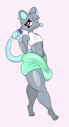 anthro balls belly big_balls big_bulge big_penis bulge chronicmeowmeow clothed clothing femboy fur genitals hi_res huge_balls huge_bulge huge_cock hyper hyper_bulge hyper_genitalia hyper_penis male mammal murid murine nipples penis purple_eyes rat rodent smile solo tail