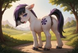 1girls ai_generated anatomically_correct anatomically_correct_anus anatomically_correct_genitalia anatomically_correct_pussy anus ass ass_focus cinematic darkeffect drooling equine_anus equine_genitalia female female_only feral friendship_is_magic furry furry_only hooves looking_at_viewer looking_back my_little_pony nude nude_female outdoors ponut presenting_hindquarters pussy rear_view saliva solo solo_female solo_focus sunlight tongue tongue_out
