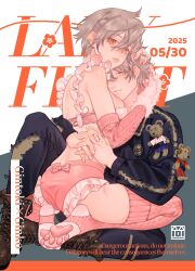 1boy 1girls alternate_costume arm_warmers dual_persona female frills genderswap_(mtf) ginko_sakata gintama gintoki_sakata grey_hair hand_on_another's_head kuei030 lingerie looking_at_viewer looking_back male panties paw_socks pawpads pink_legwear pink_panties pink_thighhighs red_eyes rule_63 short_hair sideboob silver_hair smile stirrup_legwear thighhighs very_short_hair white_hair