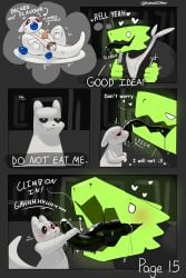 absurd_res anthro arms_tied asmallotter balls being_licked berry bib black_eyes blush blush_lines blushing_profusely bodily_fluids bound comic command cum cutlery deadpan dialogue duo erection feral food fruit gag gagged gastropod genital_fluids genitals green_body green_lizard_(rain_world) heart_symbol hi_res holding_tongue hungry kitchen_utensils licking lizard lizard_(rain_world) lying male male/male mawplay messy mollusk motion_lines mouth_shot on_back on_plate open_mouth penis plant plate predator/prey presenting rain_world reptile saliva saliva_covered saliva_on_face saliva_on_tongue saliva_string scalie size_difference slug slugcat smaller_male speech_bubble survivor_(rain_world) sweat tapering_penis thought_bubble thought_bubble_outside_panel thoughts tongue tongue_out tools videocult white_body white_eyes