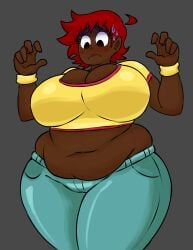 1girls bbw big_breasts blush breasts busty chubby chubby_female clothing dark-skinned_female edit female female_only genderswap_(mtf) huge_breasts large_breasts looking_at_breasts looking_at_self looking_down maikyoh orange_hair pants png race_edit race_swap red_hair rule_63 scott_pilgrim scott_w_pilgrim shirt skin_edit solo tagme thick_thighs wide_hips