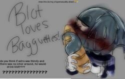 baguette black_body blot_(dandy's_world) blush dandy's_world dandys_world flustered foodplay gay gay_male hazed01 idk ink_body licking red_blush silly_face twink