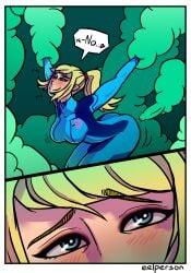1girls blonde_hair blush eyes female metroid monster nintendo ponytail samus_aran slime tentacle tight_clothing zero_suit_samus