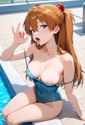 1girls ai_generated asuka_langley_sohryu blue_eyes blush breasts brown_hair collarbone drooling fellatio_gesture female interface_headset legs_together long_hair neon_genesis_evangelion nipple_slip nipples one-piece_swimsuit one_breast_out open_mouth partially_submerged pool poolside self_upload siegwharheit sitting solo stable_diffusion strap_slip swimsuit tongue tongue_out water