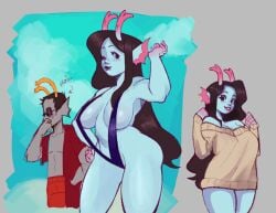 barely_clothed blue_skin fantroll female homestuck oversized_sweater