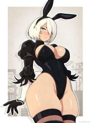 bunny_ears bunny_girl celebelian nier:_automata white_hair yorha_2b
