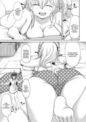 bare_back bare_thighs barefoot big_ass big_ass_cheeks big_breasts bikini bikini_bottom bikini_top black_and_white breasts collarbone feet feet_up female giantess gigantic_ass gigantic_breasts gigantic_thighs hand_on_ass headphones long_hair looking_at_another manga manga_page massage massaging nitroplus nurse nurse_cap nurse_uniform official_art polka_dot polka_dot_bikini polka_dot_panties prone prone_position pussy removing_shoes small_bikini smaller_female smaller_human smile stepped_on stepping_on_female super_sonico thick_thighs thighhighs thighs torso touching_ass walking