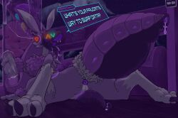 2025 anus bodily_fluids claws detailed_background dialogue digital_media_(artwork) drooling forgottenscales genital_fluids hi_res male neck_tuft open_mouth paws penis_tentacles precum saliva slime solo tail tail_mouth tentacle tongue tongue_out tuft unknown_species unusual_anatomy unusual_tail