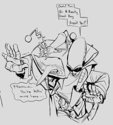 1girl1boy blush chumdotgov deltarune deltarune_chapter_2 deltarune_chapter_3 handjob handjob_from_behind queen_(deltarune) robot tagme_(artist) tenna_(deltarune) tv_head