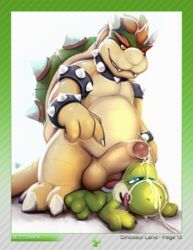 2016 3_toes absurd_res ambiguous_gender anthro balls belly big_balls big_dom_small_sub big_penis blue_eyes bowser collar cum cum_on_face cum_string domination duo erection fangs half-closed_eyes hi_res humanoid_penis jetshark koopa licking licking_lips looking_down lying male male/ambiguous male_only mario_(series) nintendo on_front on_top orange_eyes penis plantigrade pointing scalie sex sharp_teeth size_difference smirk spiked_armlet spiked_bracelet spiked_collar standing teeth toes tongue tongue_out uncut video_games yaoi yoshi