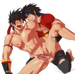 2boys anal bandage blush dungeon_and_fighter dungeon_fighter_online male_fighter_(dungeon_and_fighter) male_only multiple_boys sex steam sweat tagme yaoi