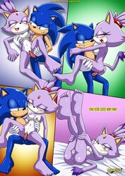 blaze_the_cat blue_fur blush breast_grope cowgirl_position female furry furry_only gloves hairband hedgehog looking_at_viewer mammal mess_3 mobius_unleashed penetration sonic_(series) sonic_the_hedgehog spread_legs vaginal_penetration