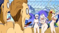 2boys 3girls embarrassed_nude_female enf fairy_tail female indoors jenny_realight lisanna_strauss macao_conbolt male mirajane_strauss multiple_boys nude nude_filter pale-skinned_female pale_skin stripping wakaba_mine