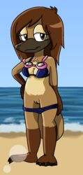 anthro bikini clothing fan_character fur itoruna itoruna_the_platypus mammal mobian_(species) monotreme oc original_character platypus pussy sega solo sonic_(series) sonic_oc sonic_the_hedgehog_(series) swimsuit