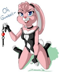 anais_watterson anthro ball_gag bondage_gear breasts cartoon_network female fur gag hair hi_res implied_incest lagomorph mammal pink_fur pussy rabbit simple_background solo the_amazing_world_of_gumball white_background zooshi