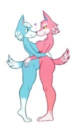 <3 2girls alpha_channel animal_crossing anthro ass ass_grab barefoot big_breasts blue_fur breast_squish breasts breasts_frottage canid canine canis color dakkpasserida duo female female_only freya_(animal_crossing) fur furry furry_only grabbing_ass hand_on_ass heart hi_res highres hug mammal naked nintendo nipples nude nuzzling pink_fur skye_(animal_crossing) slightly_chubby standing tail tiptoes video_games white_fur wolf yuri