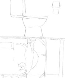 anthro bondage bound enema female feral mammal mustelid peeing pussy simple_background sketch solo sqrl suspension toilet toilet_slave torture urine white_background