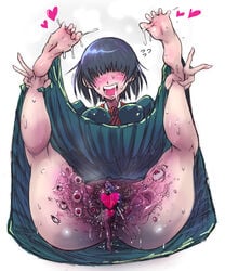 1girls anus ass bar_censor barefoot black_hair blush body_horror bottomless censored clothed clothing creepy dress dripping female heart human light-skinned_female light_skin monster_girl mostly_clothed multi_eye nightmare_fuel open_mouth pussy smile sweat tongue what xelvy