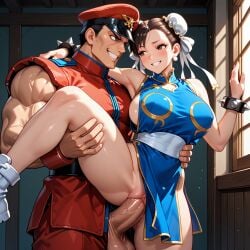 ai_generated breasts chun-li female human m_bison male male/female massive_breasts penis pixai sex silverknight395 street_fighter tagme